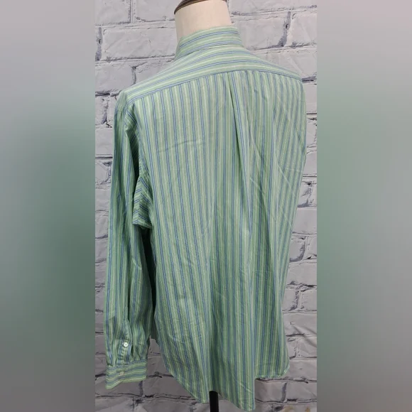 Ralph Lauren Men's Classic Fit Button Down Shirt Green Striped Smooth XXL 2XL - Picture 7 of 14
